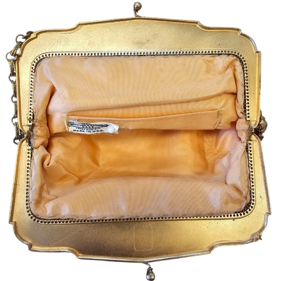 Whiting & Davis Hand Worked 25k Gold Deposit Gold Mesh Trianon Evening Bag - Picture 8 of 10